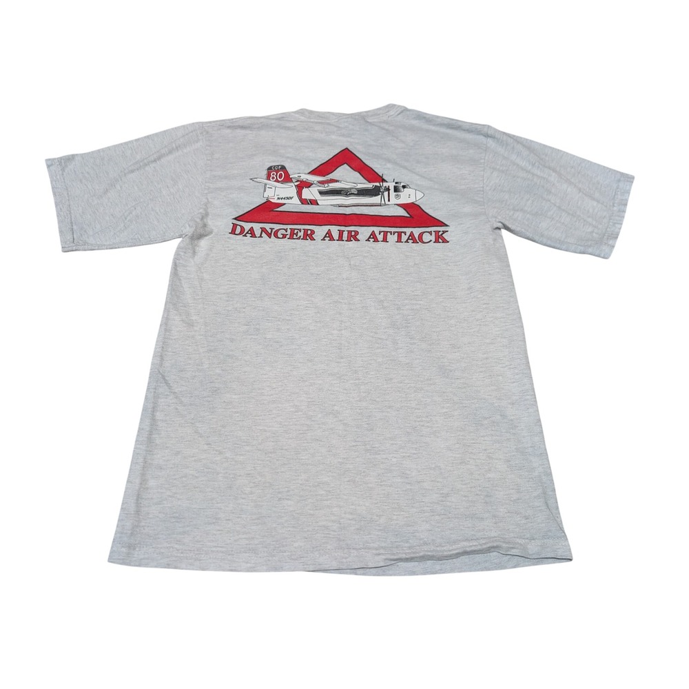 Hanes Beefy T-Shirt Mens S Gray Hollister Base Danger Air Attack Graphic Tee